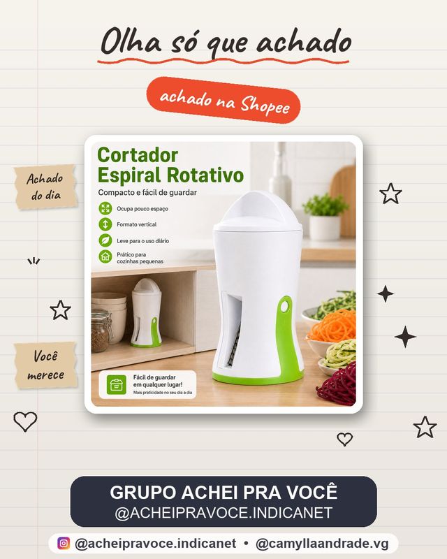 Cortador Espiral de Legumes Manual com Estrutura de Funil e Corte Rápido para Cenoura Pepino e Abobrinha
