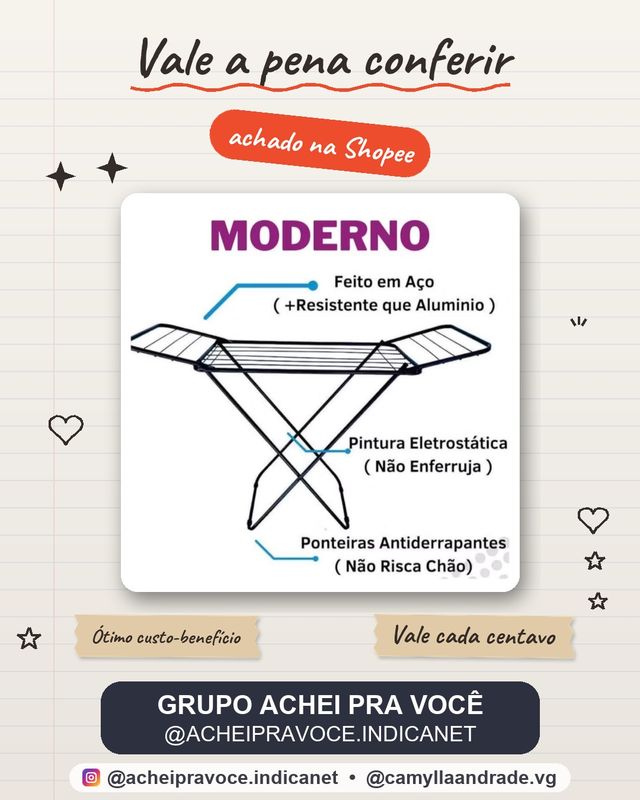 Varal De Chão Com Abas Dobrável Aço Secalux 12kg Varal de Apartamento Retratil