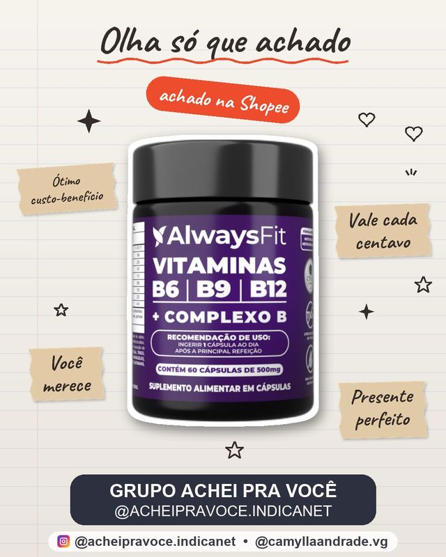 Complexo B AlwaysFit  | Metilfolato + Metilcobalamina + Vitaminas do Complexo B | 60 Cápsulas