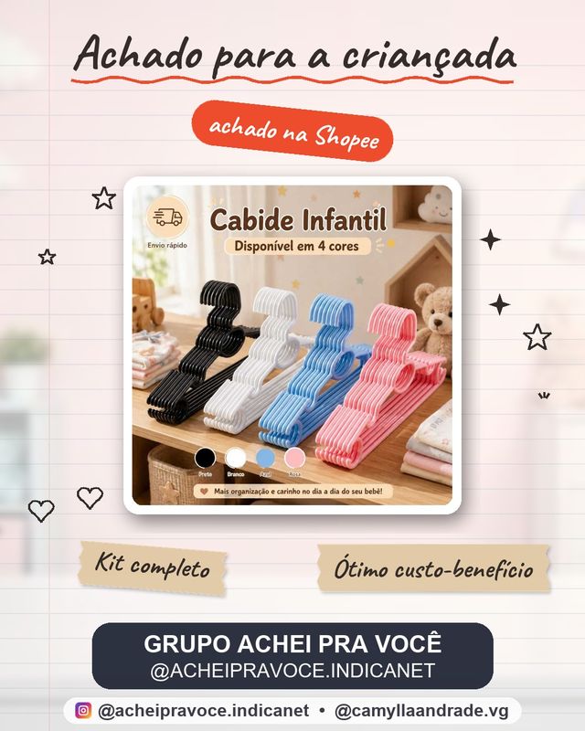 Kit com Até 100 Cabides Infantis Coloridos Bebê Criança Organização Premium