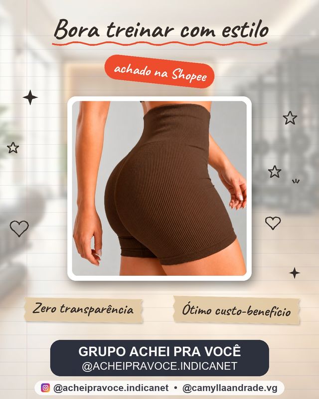 Short Fitness Modelador Canelado Sem Costura Seamless  Zero Transparência Roupa de Ginástica Academia