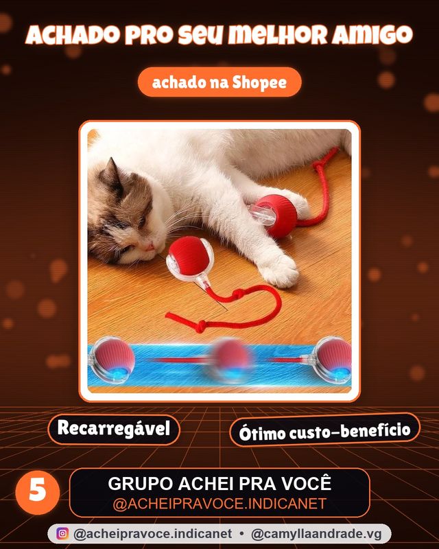 Brinquedo Inteligente Recarregável para Gatos com Bola Automática e Rabo Falso Elétrico