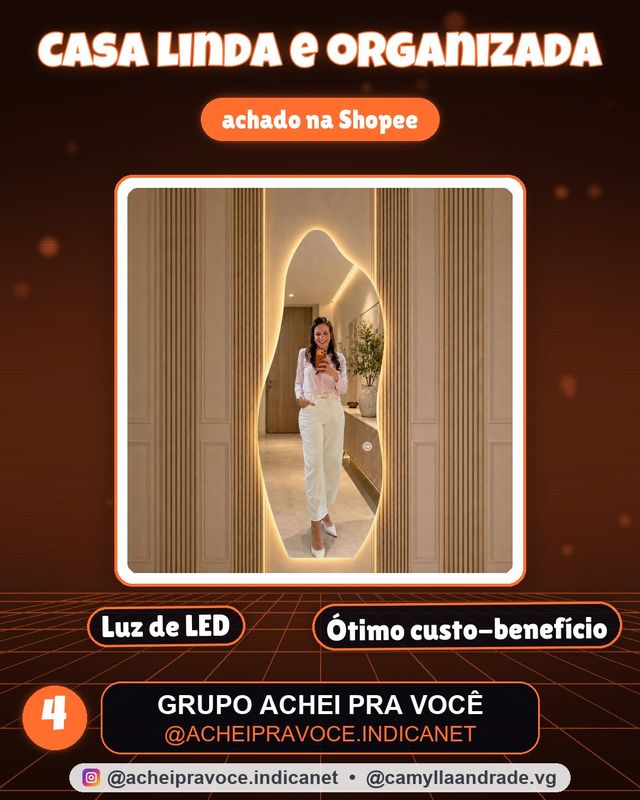 Espelho Orgânico 120X50cm e 95x40cm Lapidado Moderno Grande Forms C/ SUPORTE ou LED TOUCH (FORM SUPORTE) OU LED