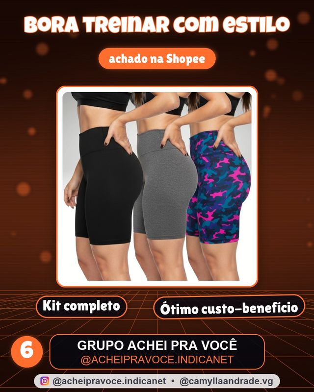 Kit C/3 Bermuda Feminino Shorts Suplex Academia Cos Alto Ciclista costura reforçada
