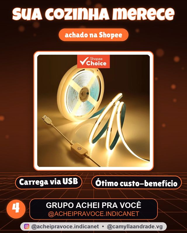 Fita de LED COB USB 5V 320 LEDs por Metro com Sensor Touch Dimerizável para TV, Espelho, Cozinha, Quarto - Iluminação de