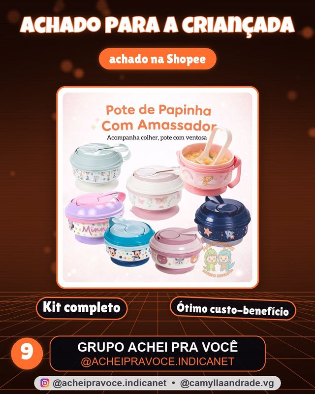 Kit Papinha Bebe Frutas Legumes pote+colher+AMASSADOR e Ventosa Plasútil -bebê infantil ia
