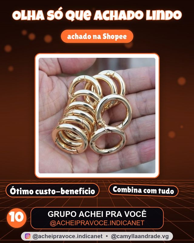 20 Argolas Articulada Mosquetão Premium Para Bolsas , Chaveiros e Artesanato em Geral
