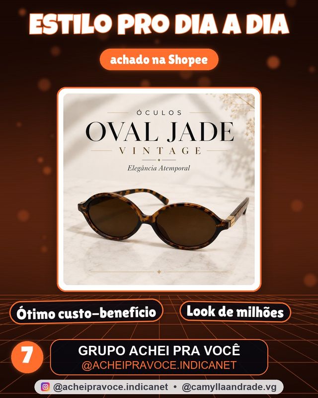 Óculos de Sol Feminino Oval Vintage Retrô UV400 Elegante Moda