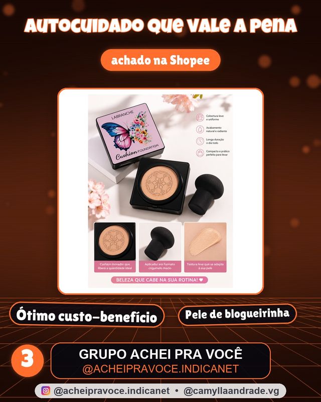 Bb Cream Base Cushion Facial Labranche Com Esponja Cogumelo Acabamento Natural Longa Duração Cobertura Alta