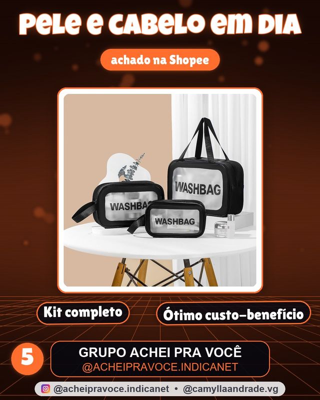 Kit 3 Necessaire Maquiagem Transparente WashBag A Prova De Água 332