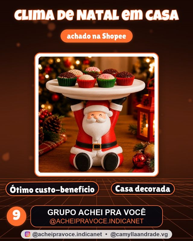 Centro de Mesa Natalino Papai Noel Porta Doces Decoração de Natal