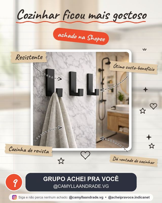 Gancho Adesivo para Parede - Suporte Resistente para Toalhas de Banheiro e Cozinha Sem furo