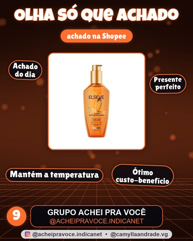Óleo Finalizador Óleo Extraordinário, Anti Frizz, Protetor Térmico, L'Oréal Paris Elseve 100ml