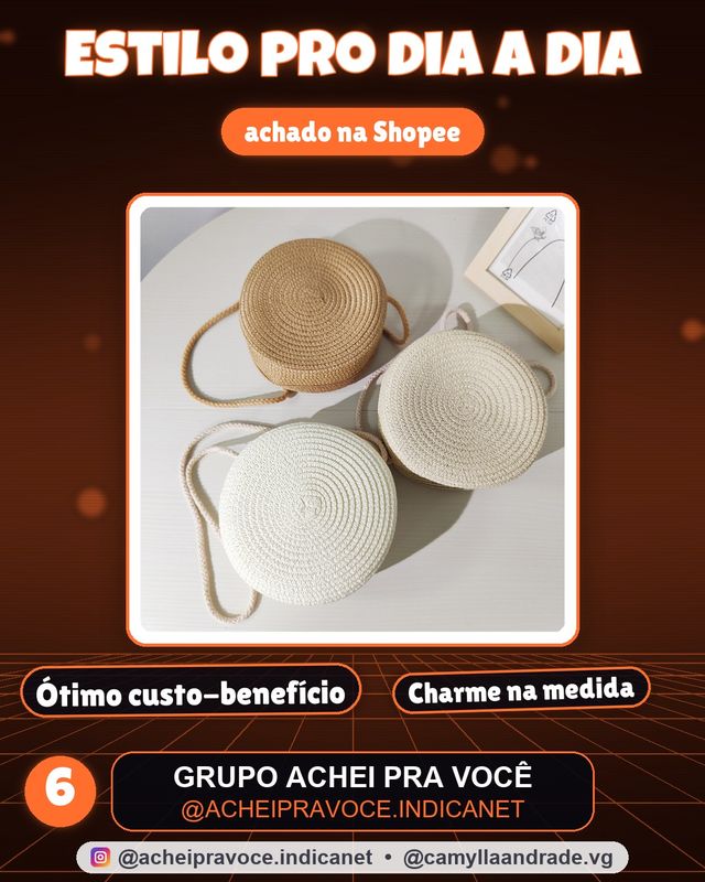 Bolsa de praia feminina bolsa redonda de palha bolsa transversal de verão