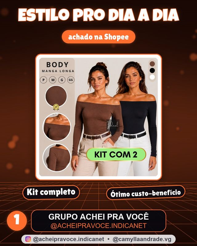 Kit 2 Body Ombro a Ombro Manga Comprida Longa Inverno Blusa Feminina Bory Ciganinha Tomara Que Caia
