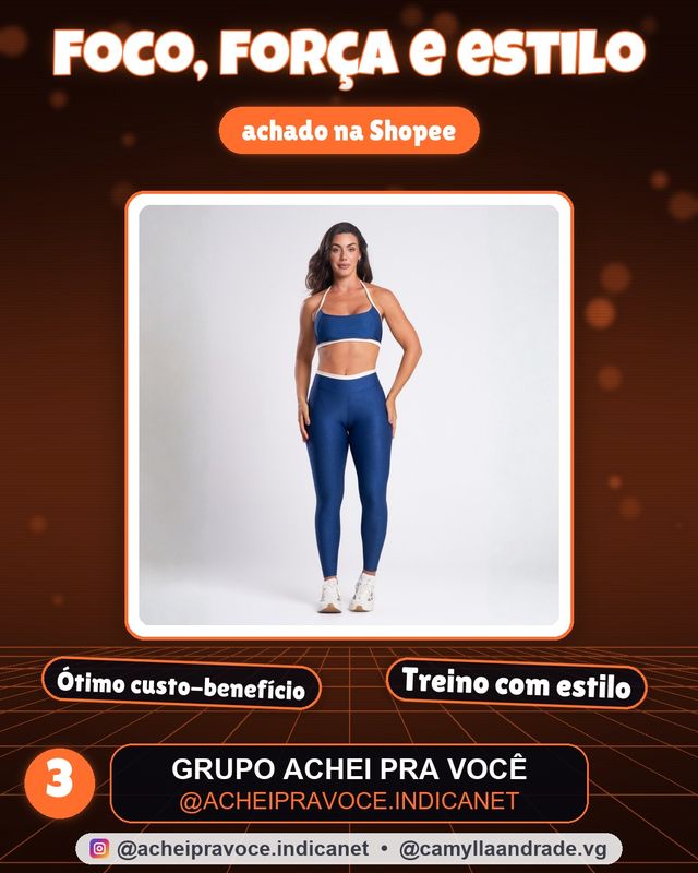 Conjunto Academia Feminino Canelado Top e Legging Frente Única Fitness Luxo