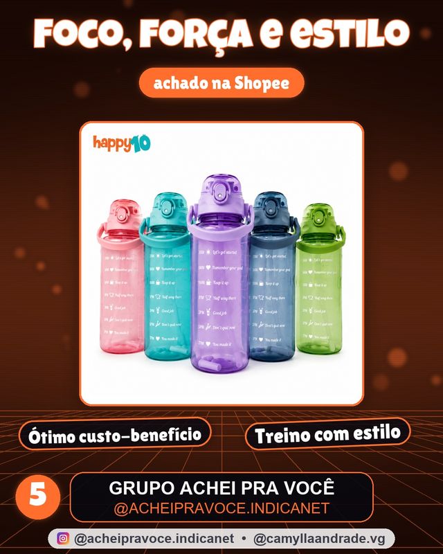 Garrafa de Água 2 Litros Motivacional com Canudo e Suporte de Celular para Academia FItness