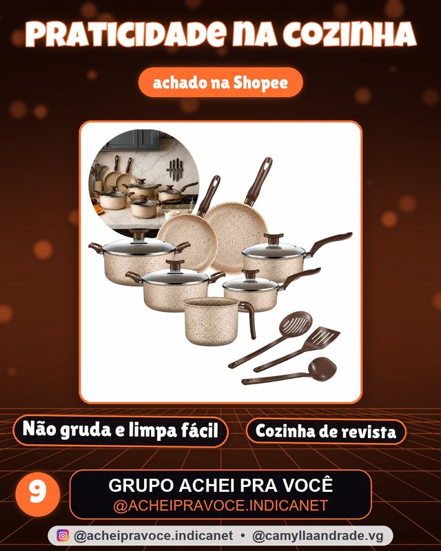 Jogo De Panelas 10 Peças Antiaderente Conjunto Frigideira Fervedor tampa de vidro Cor Coffee Cappuccino Kit Talheres