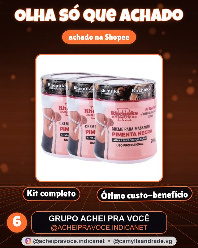 Kit 3 Gel Pimenta Negra 200g - Massageador, Redutor de Medidas e Celulites