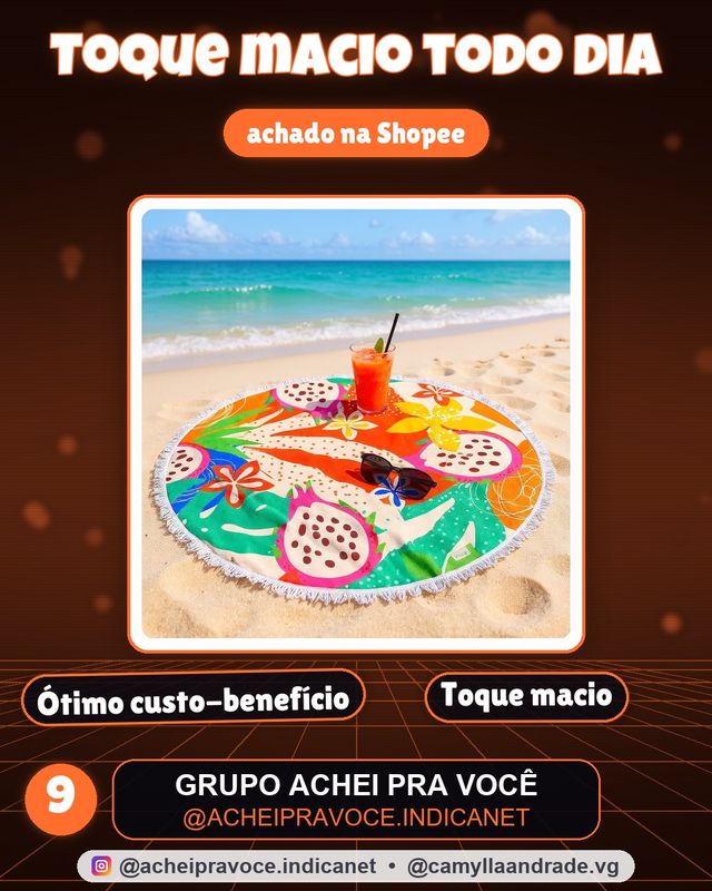 Toalha De Praia Redonda Arraia Microfibra Secagem Rápida Grande 150cm Design Exclusivo