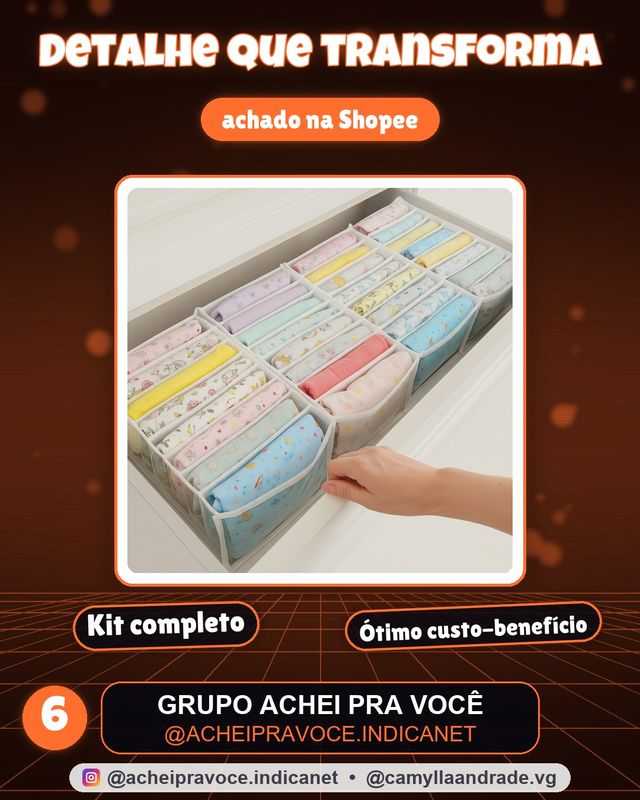 Kit Colmeia Organizadora de gavetas/Guarda Roupa P, M, G e GG - Maison Plus