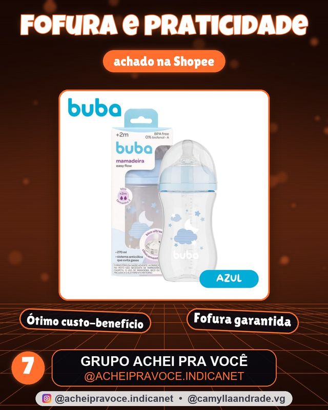 Mamadeira Buba Infantil 270ml Easy Flow Anticólica +2m