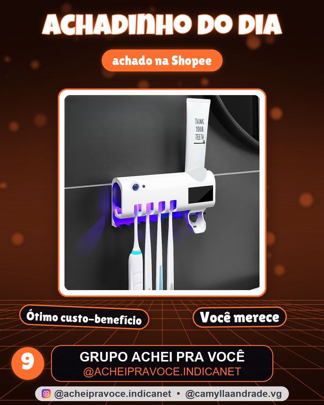 Porta Escova de Dentes com Dispenser de Pasta Dental Suporte Banheiro Sem Furar