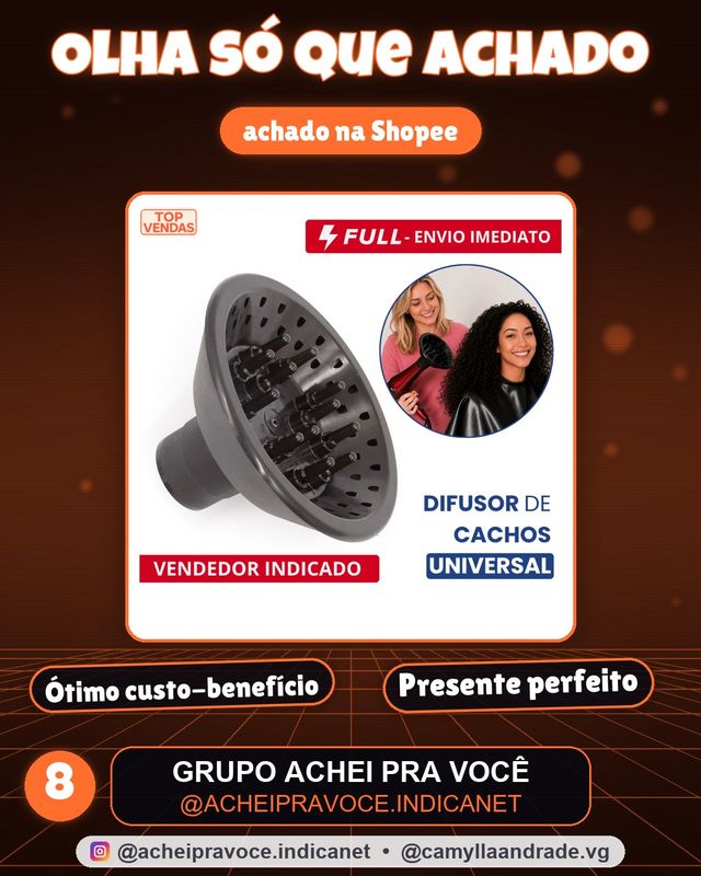 Difusor Cachos Universal Para Secador Taiff Vários Modelos