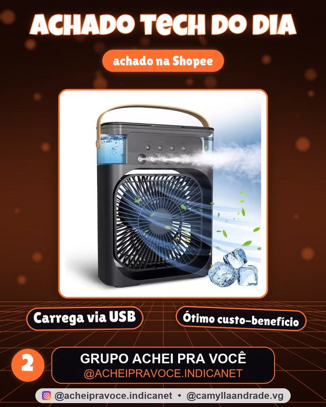 Mini Ventilador Climatizador Ar CondicionadoUmidificador Portátil USB Led Quarto Sala Escritório