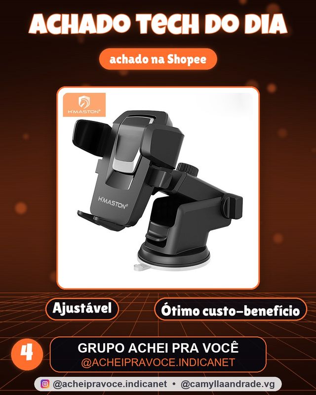 H'Maston CJ-02 Suporte Celular GPS Veicular Carro Universal 360° Trava Automática Ajustável