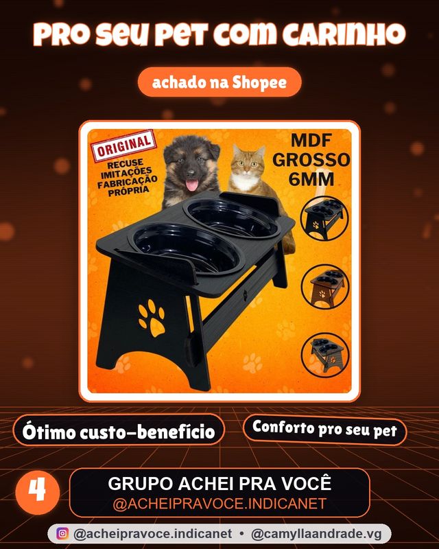 Comedouro Bebedouro Pet Elevado Para Gato e Cachorro Com TAMPAS