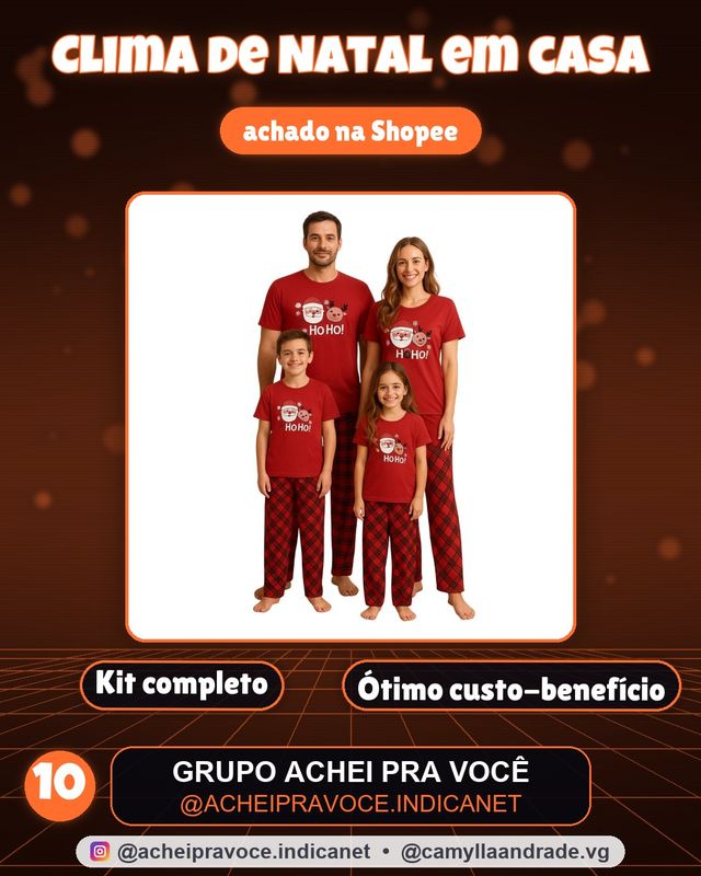 Kit Pijama Combinado Natal Família Tal Pai Tal Filho & Tal Mãe Tal Filha Meia Estação Estampas Divertidas