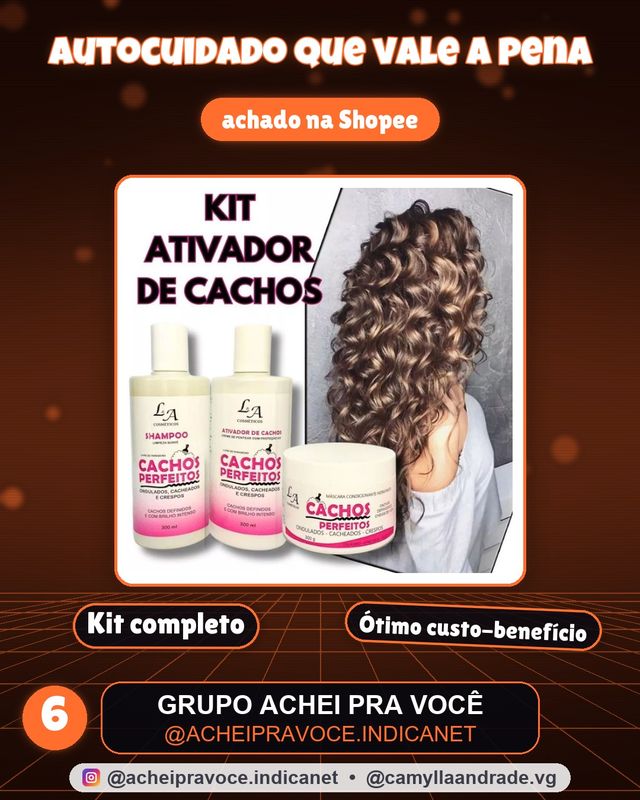 Kit Combo Cachos Perfeitos Shampoo Condicionador e Máscara Hidratante Ativador de cachos 3x300g