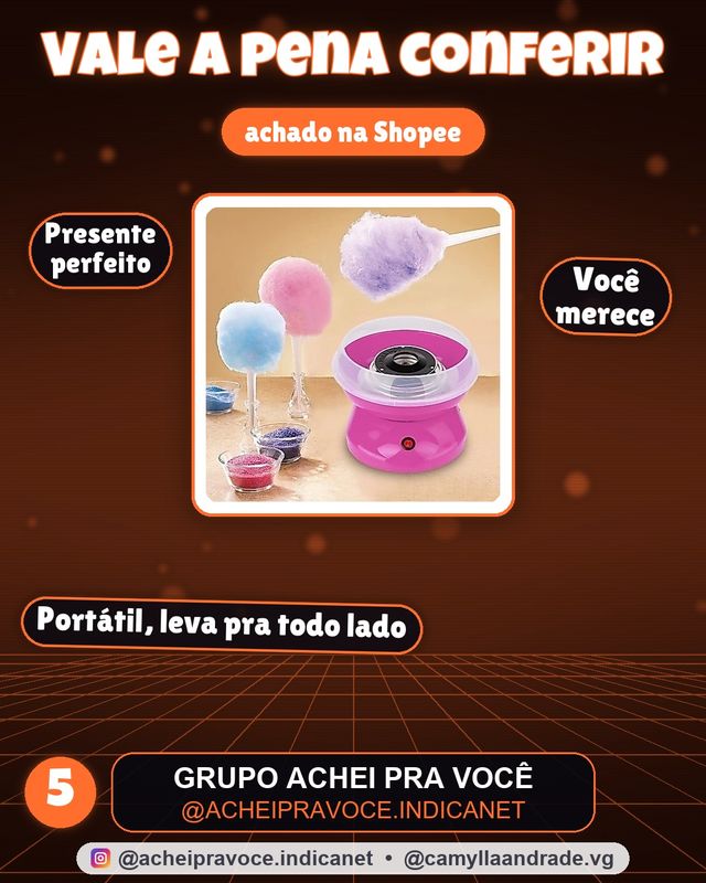 Mini Máquina Algodão Doce 110v Portátil Elétrica Pronta Entrega