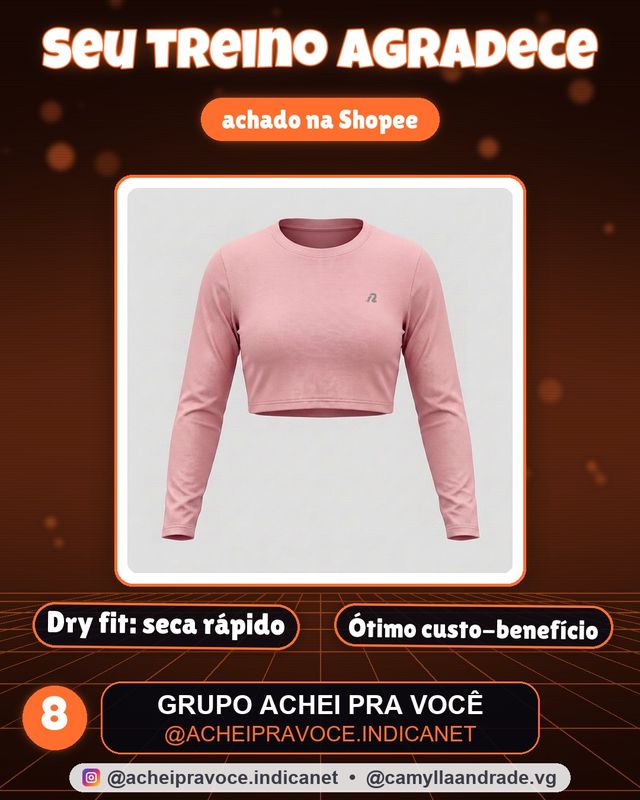 Blusa Cropped Top Casaco Camiseta Termico Manga Longa Dry Fit UV Poliamida Feminino Esportivo Academia Fitness