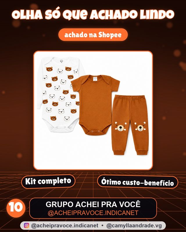 Kit body Bebê 3 peças, Manga Longa, Manga Curta E Calça Roupas de Bebê
